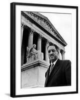 NAACP Chief Counsel Thurgood Marshall in Serious Portrait Outside Supreme Court Building-Hank Walker-Framed Premium Photographic Print