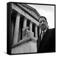 NAACP Chief Counsel Thurgood Marshall Standing on Steps of the Supreme Court Building-Hank Walker-Framed Stretched Canvas