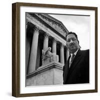 NAACP Chief Counsel Thurgood Marshall Standing on Steps of the Supreme Court Building-Hank Walker-Framed Premium Photographic Print