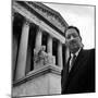 NAACP Chief Counsel Thurgood Marshall Standing on Steps of the Supreme Court Building-Hank Walker-Mounted Premium Photographic Print