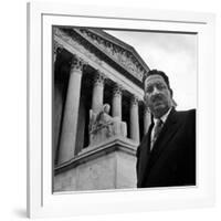 NAACP Chief Counsel Thurgood Marshall Standing on Steps of the Supreme Court Building-Hank Walker-Framed Premium Photographic Print