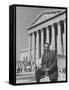 NAACP Lawyer Thurgood Marshall Posing in Front of the Us Supreme Court Building-Hank Walker-Framed Stretched Canvas