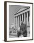 NAACP Lawyer Thurgood Marshall Posing in Front of the Us Supreme Court Building-Hank Walker-Framed Premium Photographic Print