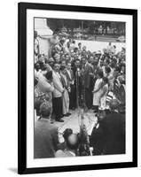 Naacp Lawyer Thurgood Marshall Speaking to the Press-Ed Clark-Framed Photographic Print