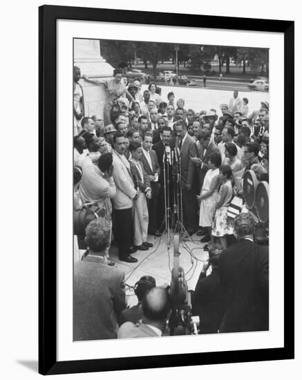 Naacp Lawyer Thurgood Marshall Speaking to the Press-Ed Clark-Framed Photographic Print