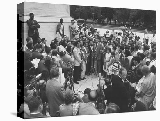 Naacp Lawyer Thurgood Marshall Speaking to the Press-Ed Clark-Stretched Canvas