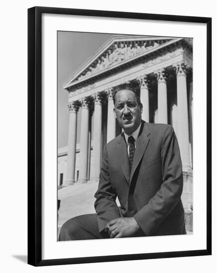 Naacp Lawyer Thurgood Marshall Standing in Front of the Supreme Court Building-null-Framed Premium Photographic Print