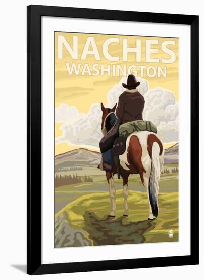 Naches, Washington - Cowboy-Lantern Press-Framed Art Print