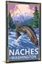 Naches, Washington - Fisherman-Lantern Press-Mounted Art Print