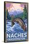 Naches, Washington - Fisherman-Lantern Press-Stretched Canvas