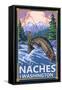 Naches, Washington - Fisherman-Lantern Press-Framed Stretched Canvas