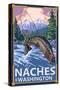 Naches, Washington - Fisherman-Lantern Press-Stretched Canvas