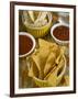 Nachos (Totopos) (Tortilla Chips) with Chili Sauce, Mexican Food, Mexico, North America-Nico Tondini-Framed Photographic Print