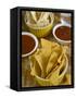 Nachos (Totopos) (Tortilla Chips) with Chili Sauce, Mexican Food, Mexico, North America-Nico Tondini-Framed Stretched Canvas