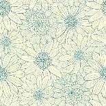 Orange Blue Doodle Seamless Flower Pattern-nad_o-Art Print