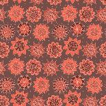 Brown Doodle Seamless Flower Pattern-nad_o-Art Print