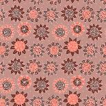 Brown Doodle Seamless Flower Pattern-nad_o-Art Print