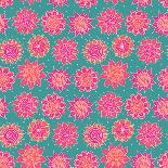 Orange Blue Doodle Seamless Flower Pattern-nad_o-Art Print