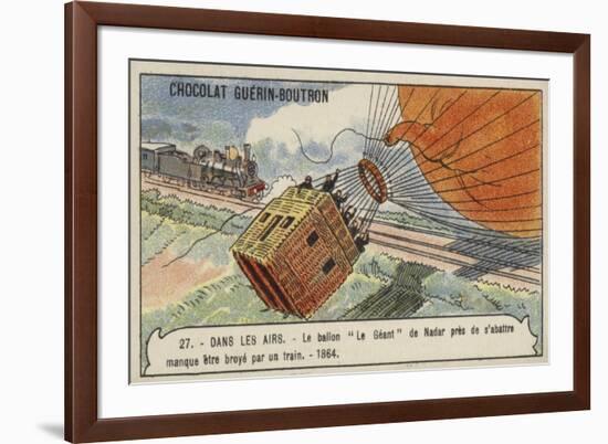 Nadar's Balloon Le Geant Crashing and Narrowly Avoiding Being Struck by a Train, 1864-null-Framed Giclee Print