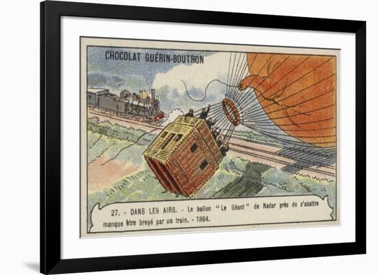 Nadar's Balloon Le Geant Crashing and Narrowly Avoiding Being Struck by a Train, 1864-null-Framed Giclee Print