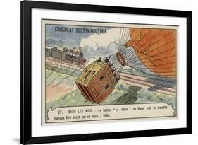 Nadar's Balloon Le Geant Crashing and Narrowly Avoiding Being Struck by a Train, 1864-null-Framed Giclee Print