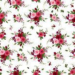 Seamless White Floral Pattern on Green-Naddiya-Art Print