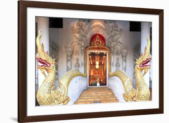 Naga Dragons on the Main Bot of the Temple of Wat Chedi Luang, Chiang Mai, Thailand-Alex Robinson-Framed Photographic Print