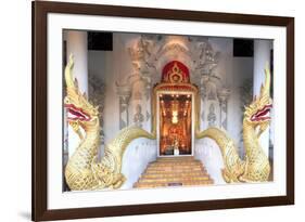 Naga Dragons on the Main Bot of the Temple of Wat Chedi Luang, Chiang Mai, Thailand-Alex Robinson-Framed Photographic Print