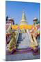 Naga Head Staircase and Devotee at Doi Kham (Wat Phra That Doi Kham) (Temple of Golden Mountain)-Alex Robinson-Mounted Photographic Print
