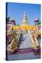 Naga Head Staircase and Devotee at Doi Kham (Wat Phra That Doi Kham) (Temple of Golden Mountain)-Alex Robinson-Stretched Canvas