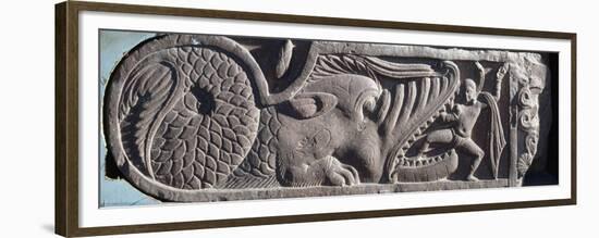 Naga Man Emerging from Jaws of Crocodile-null-Framed Premium Giclee Print
