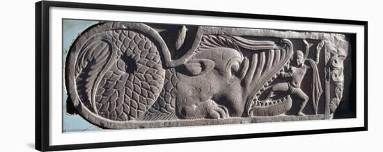 Naga Man Emerging from Jaws of Crocodile-null-Framed Premium Giclee Print