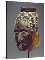 Nagaady-A-Mwaash Mask, Zaire, Kuba Kingdom (Wood, Cowrie Shells and Glass Beads)-African-Stretched Canvas