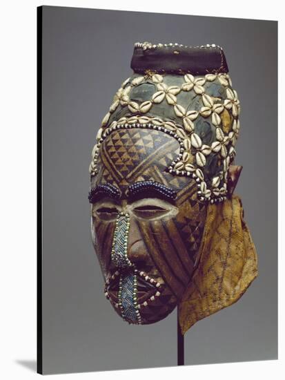 Nagaady-A-Mwaash Mask, Zaire, Kuba Kingdom (Wood, Cowrie Shells and Glass Beads)-African-Stretched Canvas