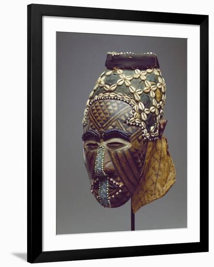 Nagaady-A-Mwaash Mask, Zaire, Kuba Kingdom (Wood, Cowrie Shells and Glass Beads)-African-Framed Giclee Print
