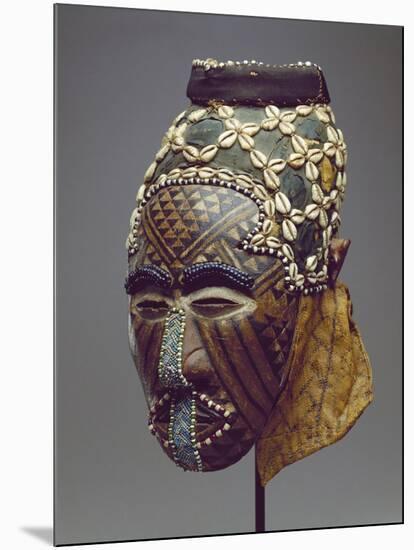 Nagaady-A-Mwaash Mask, Zaire, Kuba Kingdom (Wood, Cowrie Shells and Glass Beads)-African-Mounted Giclee Print