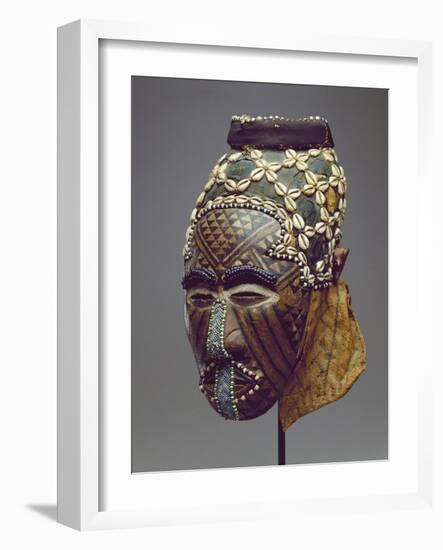 Nagaady-A-Mwaash Mask, Zaire, Kuba Kingdom (Wood, Cowrie Shells and Glass Beads)-African-Framed Giclee Print