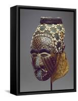 Nagaady-A-Mwaash Mask, Zaire, Kuba Kingdom (Wood, Cowrie Shells and Glass Beads)-African-Framed Stretched Canvas