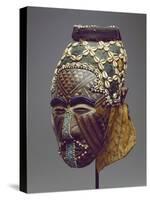 Nagaady-A-Mwaash Mask, Zaire, Kuba Kingdom (Wood, Cowrie Shells and Glass Beads)-African-Stretched Canvas