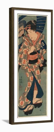 Nagauta No Keiko Ni Kayou Musume-Utagawa Kunisada-Framed Premium Giclee Print