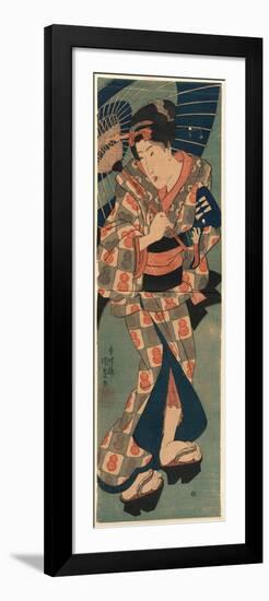 Nagauta No Keiko Ni Kayou Musume-Utagawa Kunisada-Framed Premium Giclee Print