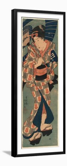 Nagauta No Keiko Ni Kayou Musume-Utagawa Kunisada-Framed Premium Giclee Print