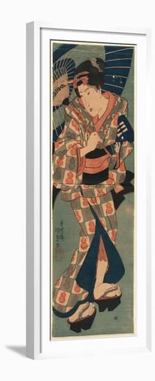 Nagauta No Keiko Ni Kayou Musume-Utagawa Kunisada-Framed Premium Giclee Print