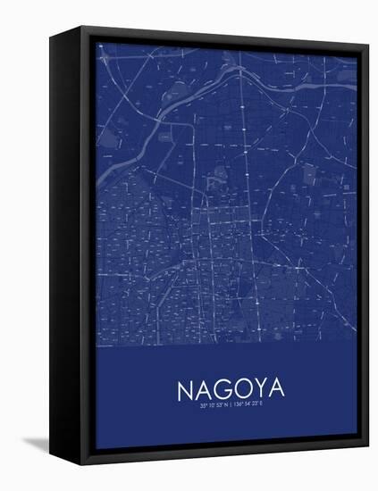 Nagoya, Japan Blue Map-null-Framed Stretched Canvas