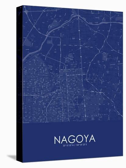 Nagoya, Japan Blue Map-null-Stretched Canvas