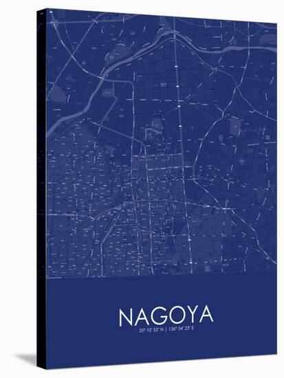 Nagoya, Japan Blue Map-null-Stretched Canvas