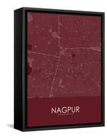 Nagpur, India Red Map-null-Framed Stretched Canvas