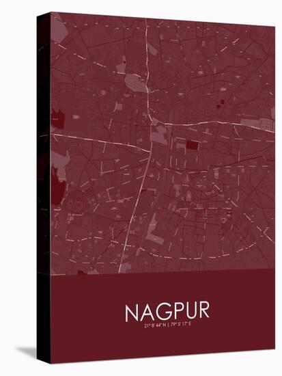 Nagpur, India Red Map-null-Stretched Canvas