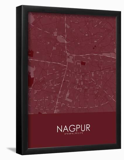 Nagpur, India Red Map-null-Framed Poster