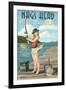 Nags Head, North Carolina - Fishing Pinup-Lantern Press-Framed Art Print